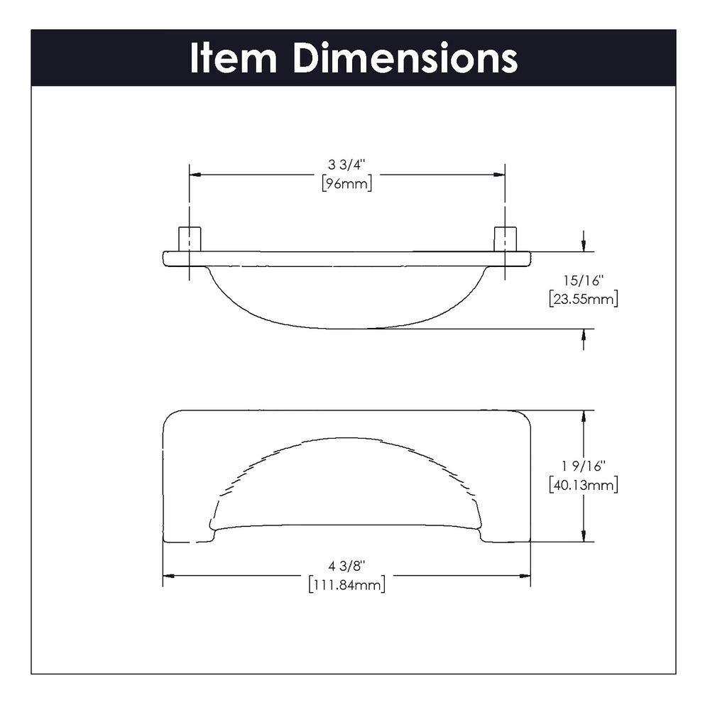 Black Iron Craftsman Kitchen Cabinet Drawer Pulls, 3-3/4"