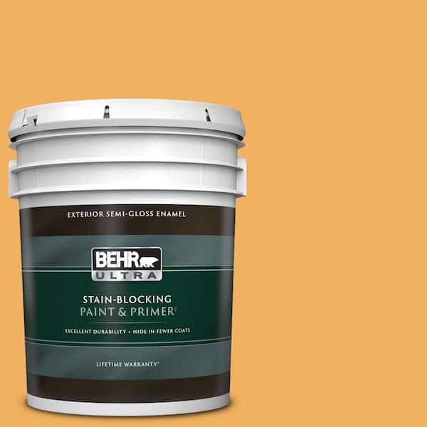 BEHR ULTRA 5 gal. #PMD-74 Sweet Honey Semi-Gloss Enamel Exterior Paint & Primer