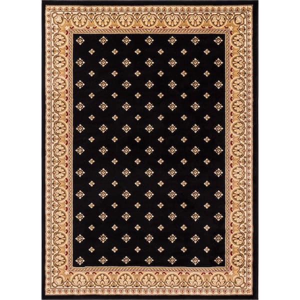 Well Woven Barclay Hudson Terrace Black 5 ft. x 7 ft. Traditional Border Area Rug