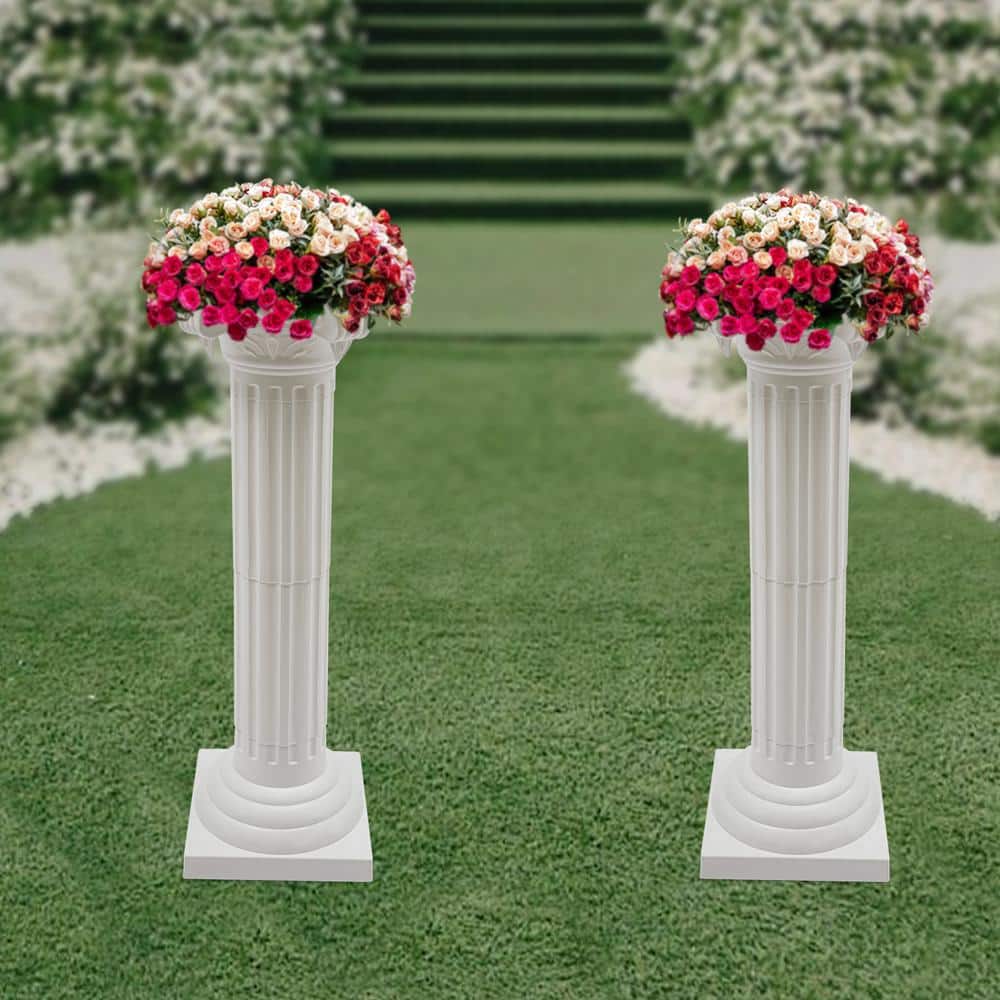 Tall White Plastic Roman Pillar Set for Wedding Decor