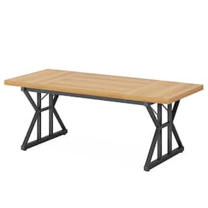 Roesler Brown and Black Wood 70.86 in. W 4 Legs Long Dining Table Seats 6 Living Room and Dining Room