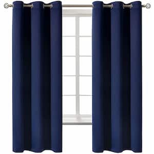 34 in. W x 72 in. L Blackout Curtains with Grommet Top Room Darkening Noise Reducing, Navy Blue（2 Panel）