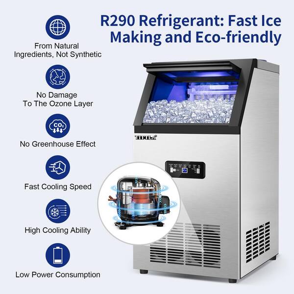 TITTLA 14 in. 100 lbs. Full Size Ice Cubes per day Ice Maker
