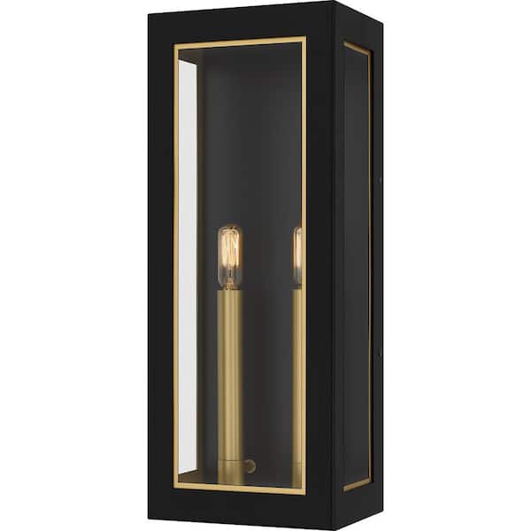 Quoizel Bourbon 19 in. Matte Black Outdoor Hardwired Wall Lantern Sconce