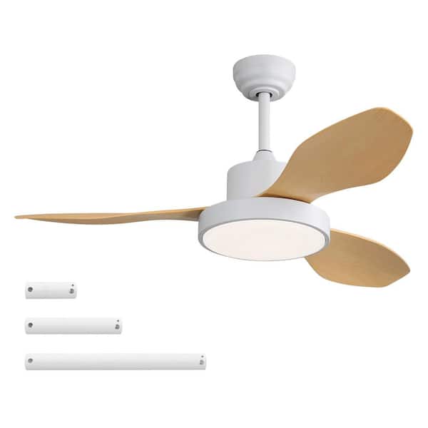 Unbranded 47 in. Indoor White Low Profile Modern Ceiling Fan with 22-Watt LED Light and Remote Control 3 ABS Blades DC Motor