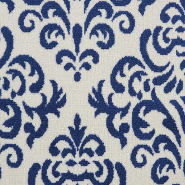 8 ft. x 10 ft.Blue and White Damask Power Loom Area Rug