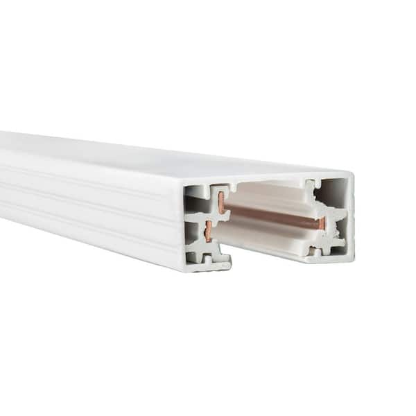 Photo 1 of 4 ft. 120-Volt White Single Circuit H-Track Lighting Fixed Track Lighting Rail with 2 Endcaps