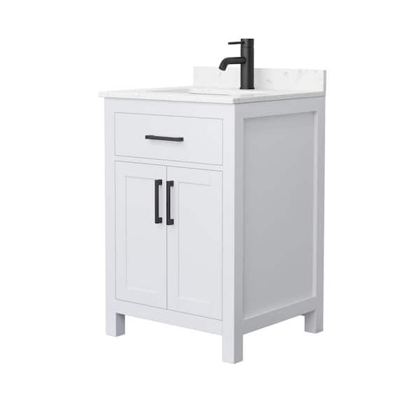 Wyndham Collection Beckett 24 in. W x 22 in. D x 35 in . H Single Bath Vanity in White with Carrara Cultured Marble Top