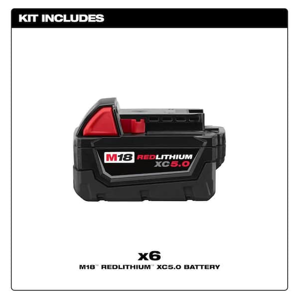 M18 18-Volt 5.0 Ah Lithium-Ion XC Extended Capacity Battery Pack (6-Pack)