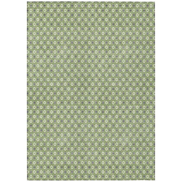 Chantille Machine Washable Indoor/Outdoor Abstract ACN1431 Green 5 ft. x 7 ft. 6 in. Area Rug