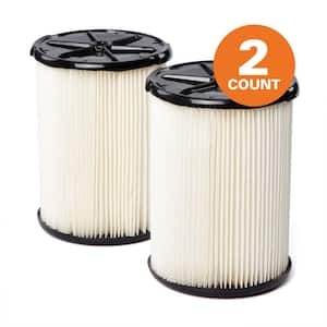 General Debris Pleated Paper Wet/Dry Vac Cartridge Filter for Most 5 Gallon and Larger RIDGID Shop Vacuums (2-Pack)