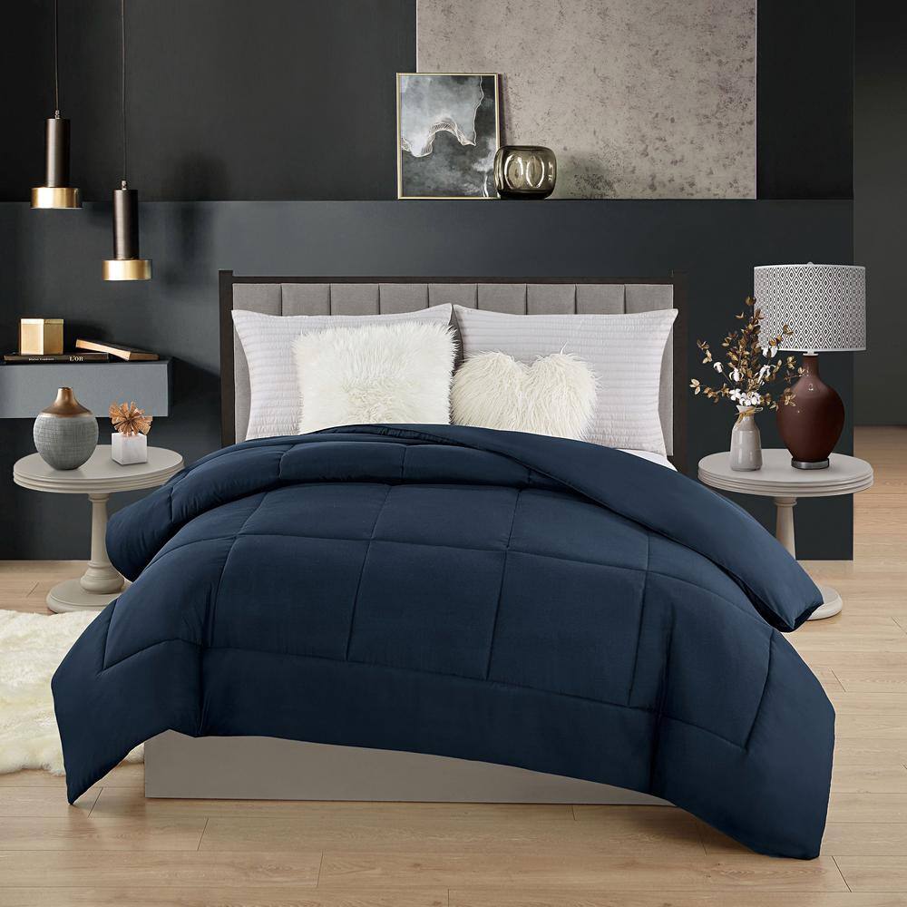 Navy Twin Microfiber Down Alternative Comforter Set