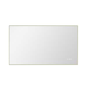 42 in. W x 24 in. H Rectangular Framed Wall Mount Bathroom Vanity Mirror in Gold High Lumen Anti-Fog Separately Control