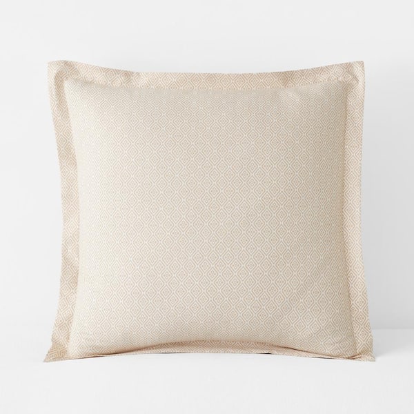 The Company Store Company Cotton Clemencia Geometric Peach Blossom Cotton Percale Euro Sham