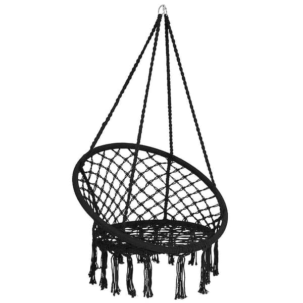 2.7 ft. Portable Hanging Hammock Chair Hammock without Stand in Black