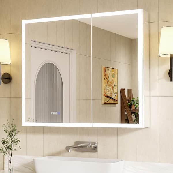 Silwyn 36 in. W x 30 in. H Rectangular Aluminum Medicine Cabinet with Mirror