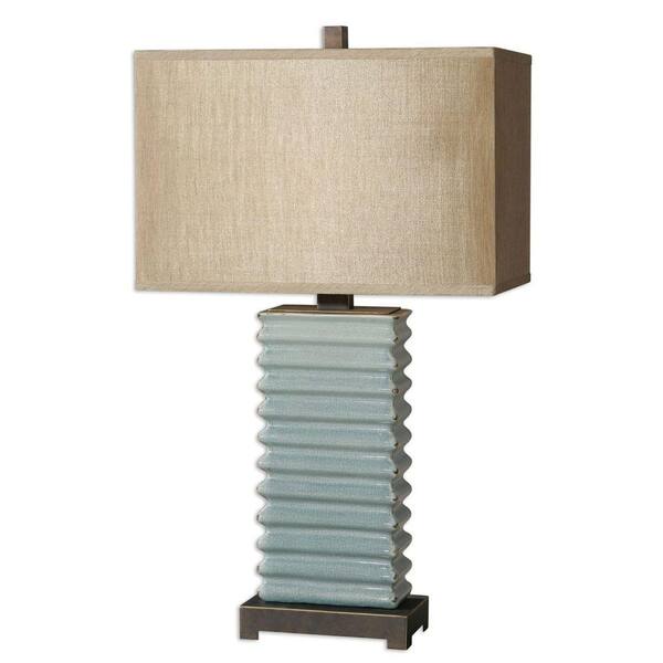 Global Direct 29 in. Crackled Blue Table Lamp
