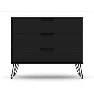 Black 3-Drawer 35.24 in. Mid-Century Modern Chest of Drawers