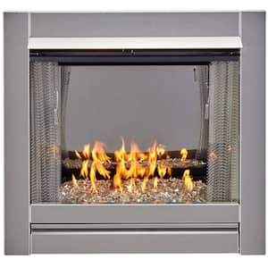 Vent Free Stainless Outdoor Gas Fireplace Insert With Crystal Fire Glass Media - 24,000 BTU