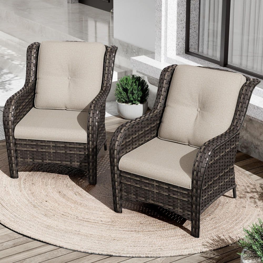 Wicker Outdoor Chair And Ottoman Cushions 5Pcs Wicker Outdoor