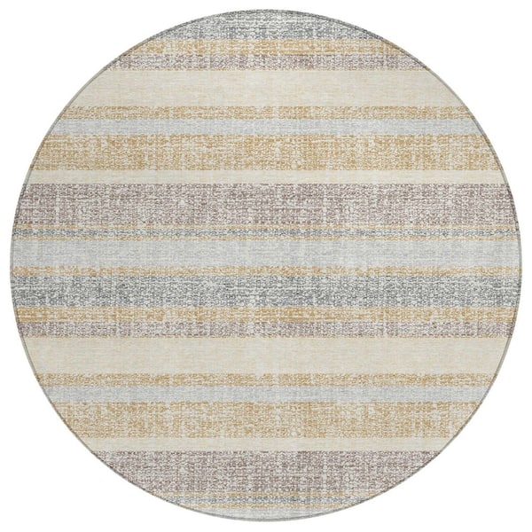 Chantille Machine Washable Indoor/Outdoor Abstract ACN2122 Gold 8 ft. x 8 ft. Area Rug