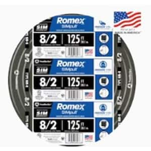 125 ft. 8/2 Black Stranded Romex SIMpull CU NM-B W/G Wire