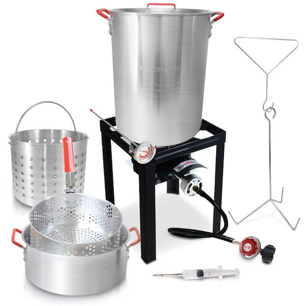 GASONE 30 QT Turkey Fryer Cooker Set and 10 QT Fish Fryer with Steamer ...