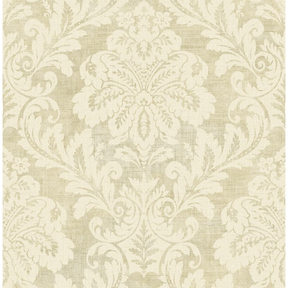 Seabrook Designs Shimmer Metallic Gold, Off-White, and Grey Damask ...