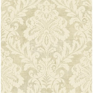 Shimmer Metallic Gold, Off-White, and Grey Damask Paper Strippable Roll (Covers 56.05 sq. ft.)