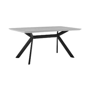 Margot 63 in. W Rectangular Light Gray Melamine Plastic Dining Table with Black Finish (Seats Up to 6)