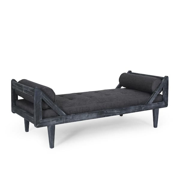 Noble House Kew Gray and Natural Tufted Double End Chaise Lounge with Bolster Pillows