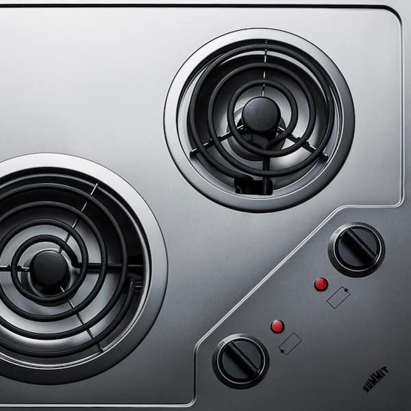 Summit Appliance 24 in. Solid Disk Electric Cooktop in Stainless Steel with 4 Elements, Silver