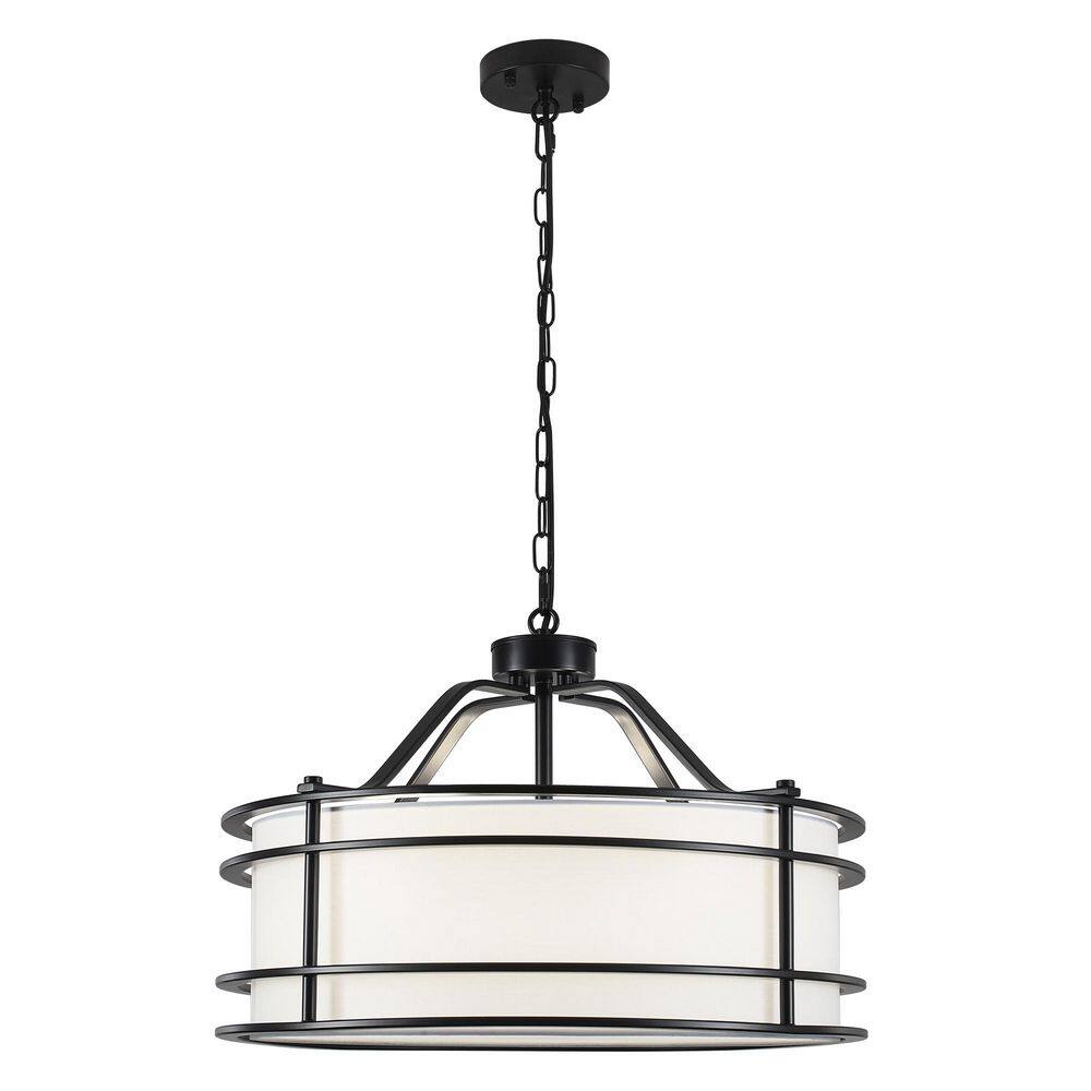 5-Light Black Large Modern Drum Pendant Light with White Fabric Adjustable Metal Round Chandelier for Dining Room price history on PriceWatchPro