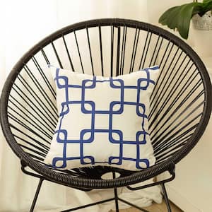 Josephine Blue Geometric 18 in. x 18 in. Throw Pillow Cover