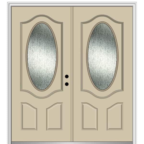 MMI Door 72 in. x 80 in. Left-Hand/Inswing Rain Glass Wicker Fiberglass Prehung Front Door on 6-9/16 in. Frame