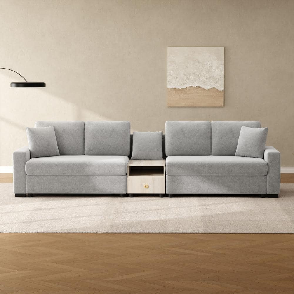 Gray 127.9 in. W Chenille Upholstered Modular Sofa with Storage Armrest and Center Console price history on PriceWatchPro