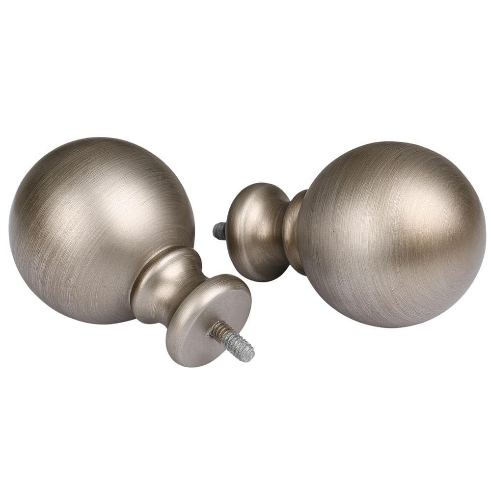 Satin Nickel Adjustable Curtain Rod with Round Finials, 28-48 in
