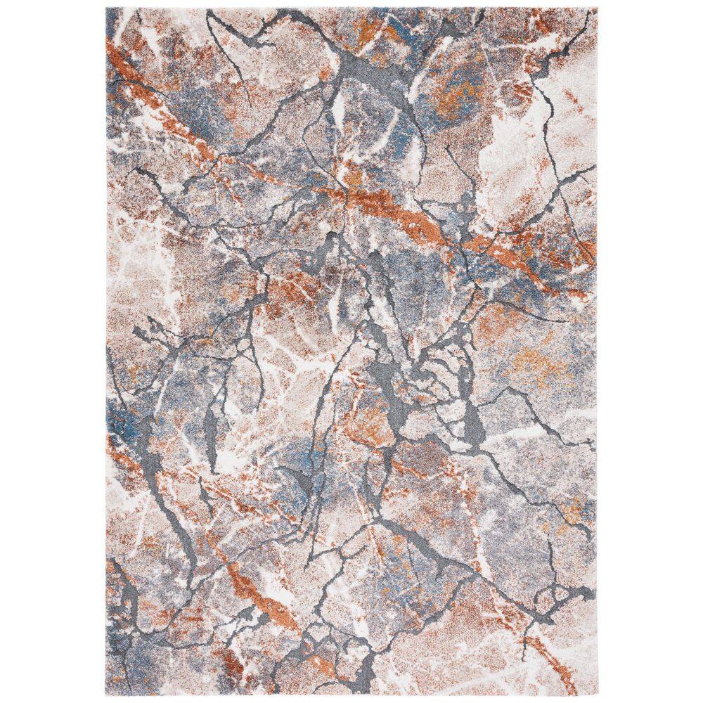 SAFAVIEH Cyrus Shag 3 ft. x 5 ft. Gray/Rust Distressed Marble Area Rug ...