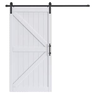 42 in. x 84 in. British K Shape White MDF Sliding Barn Door with Hardware Kit