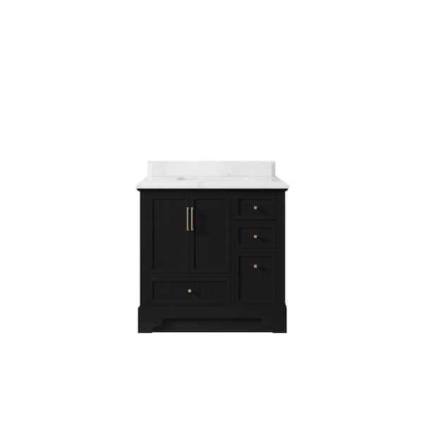 Willow Collections Alys 36 in. W x 22 in. D x 36 in. H Single Sink Bath Vanity Center in Black with 1.5 in. Empira Qt. Top