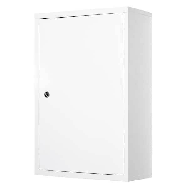 kleankin Steel Wall Mount Medicine Cabinet 3 Tier Emergency Box for  Bathroom Kitchen, Lockable with 2 Keys, White