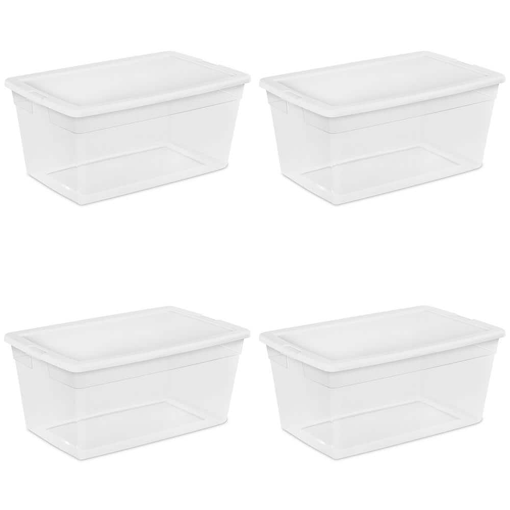 Sterilite 66 Qt. Clear Plastic Latch Box, Blue Latches with Clear Lid, 1 ct
