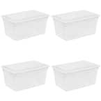 90 Qt. Storage Box with Clear Base and White Lid (4-Pack)