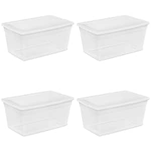 90 Qt. Storage Box with Clear Base and White Lid (4-Pack)
