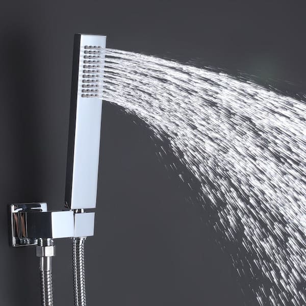 3-Spray Square Shower Head Ceiling Type Fixed and Handheld Shower Head Flow Rate 1.8 GPM in Chrome