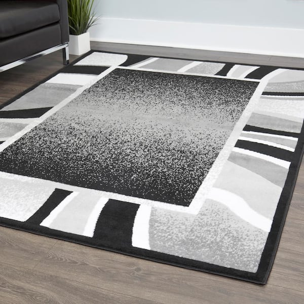 Premium Black/Grey 5 ft x 8 ft. Modern Area Rug