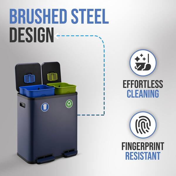 SIMPLI-MAGIC 18.5 Gallon Dual Compartment Step-On Kitchen Trash