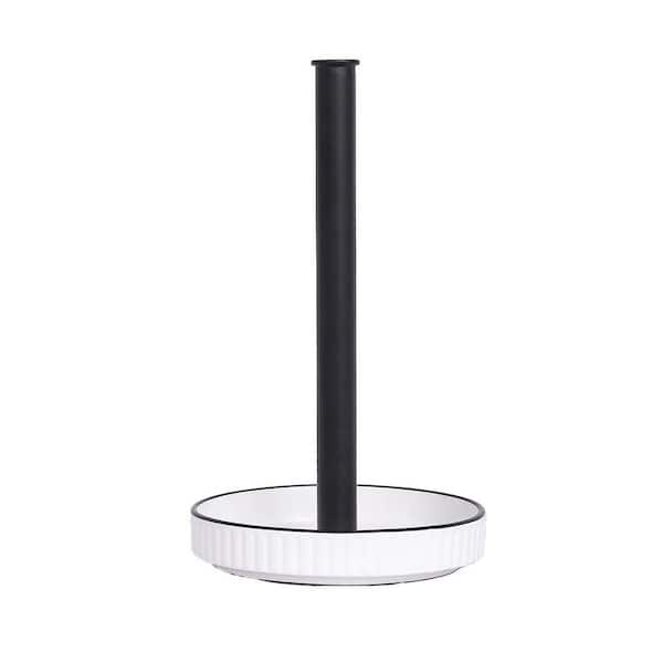 Countertop Mount Black Ceramic Paper Towel Holder Stable Easy-to-Clean Elegant Durable Kitchen Roll Stand