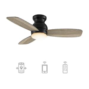 Trendsetter 44 in. Dimmable LED Indoor/Outdoor Black Smart Ceiling Fan with Light and Remote, Works w/Alexa/Google Home