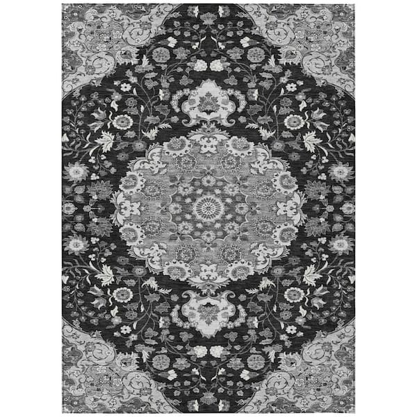 Chantille Machine Washable Indoor/Outdoor Abstract ACN2611 Black 3 ft. x 4 ft. Area Rug